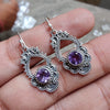 925 SOLID STERLING SILVER NATURAL PURPLE AMETHYST GEMSTONE HOOK EARRING