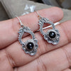 925 SOLID STERLING SILVER NATURAL BLACK ONYX GEMSTONE HOOK EARRING