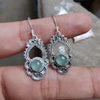925 SOLID STERLING SILVER NATURAL AQUA MILKY GEMSTONE HOOK EARRING