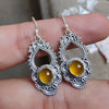 925 SOLID STERLING SILVER NATURAL MANGO CHALCEDONY GEMSTONE HOOK EARRING