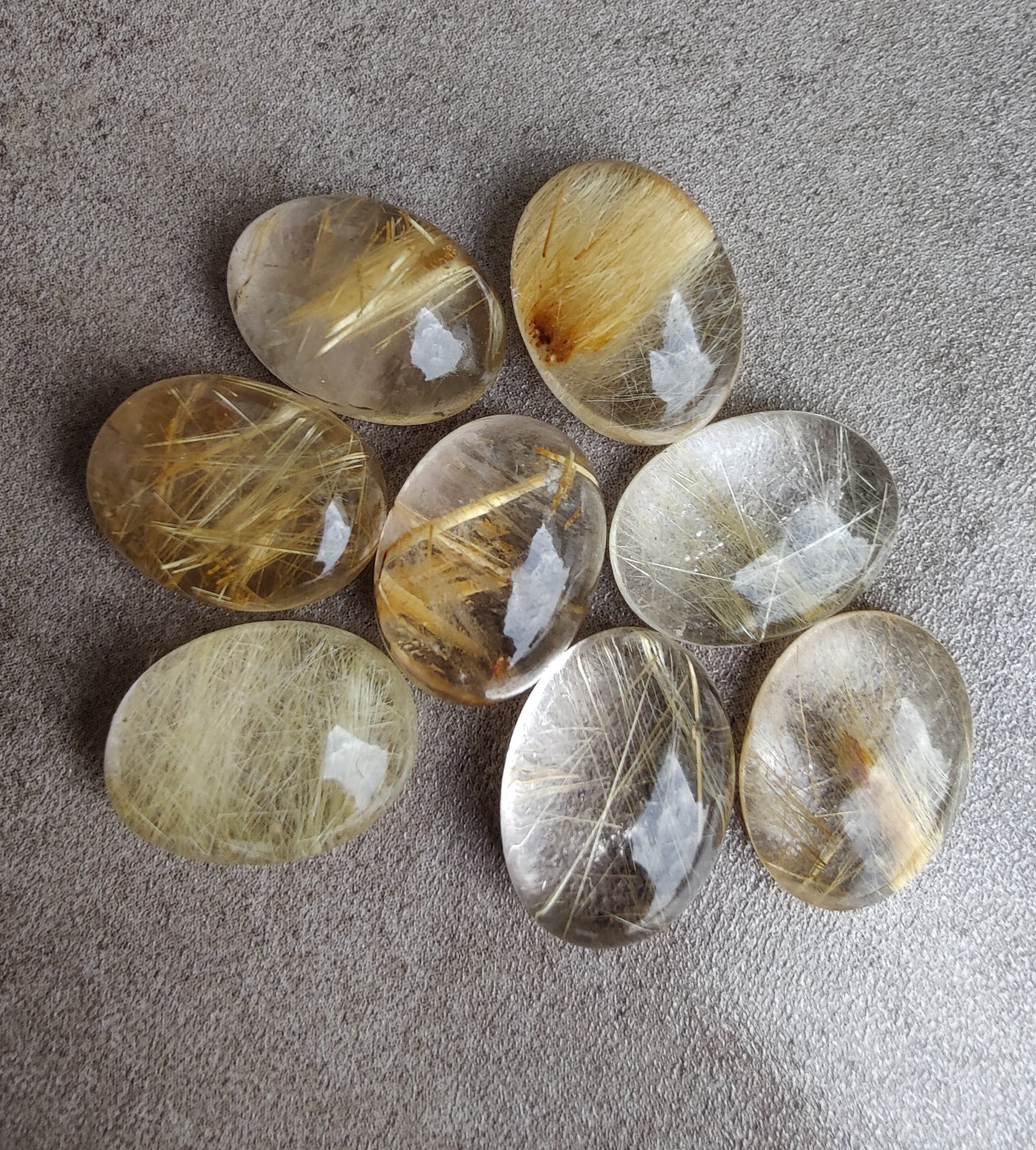 NATURAL GOLDEN RUTILE OVAL SHAPE CABOCHON FLAT BACK AAA+ QUALITY CALIBRATED GEMSTONES, ALL SIZES AVAILABLE