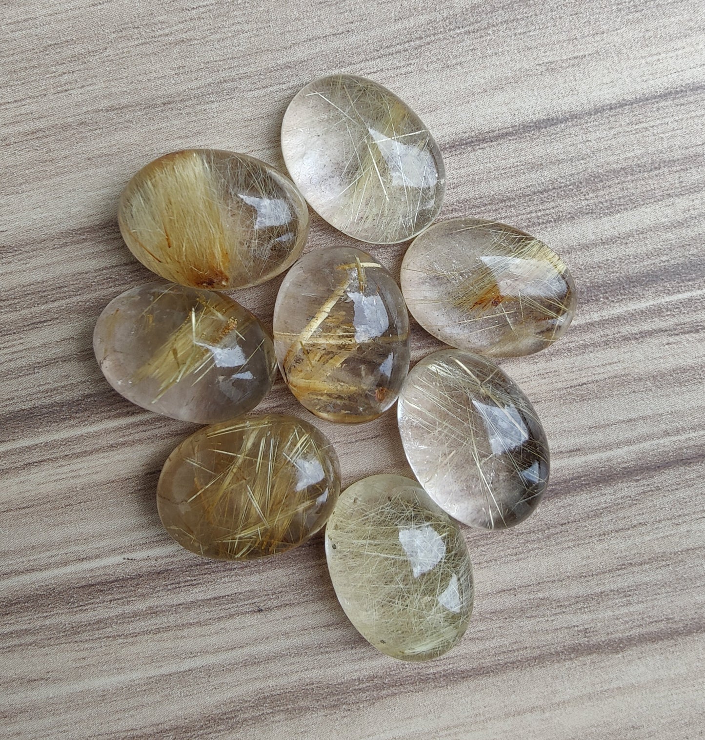 NATURAL GOLDEN RUTILE OVAL SHAPE CABOCHON FLAT BACK AAA+ QUALITY CALIBRATED GEMSTONES, ALL SIZES AVAILABLE