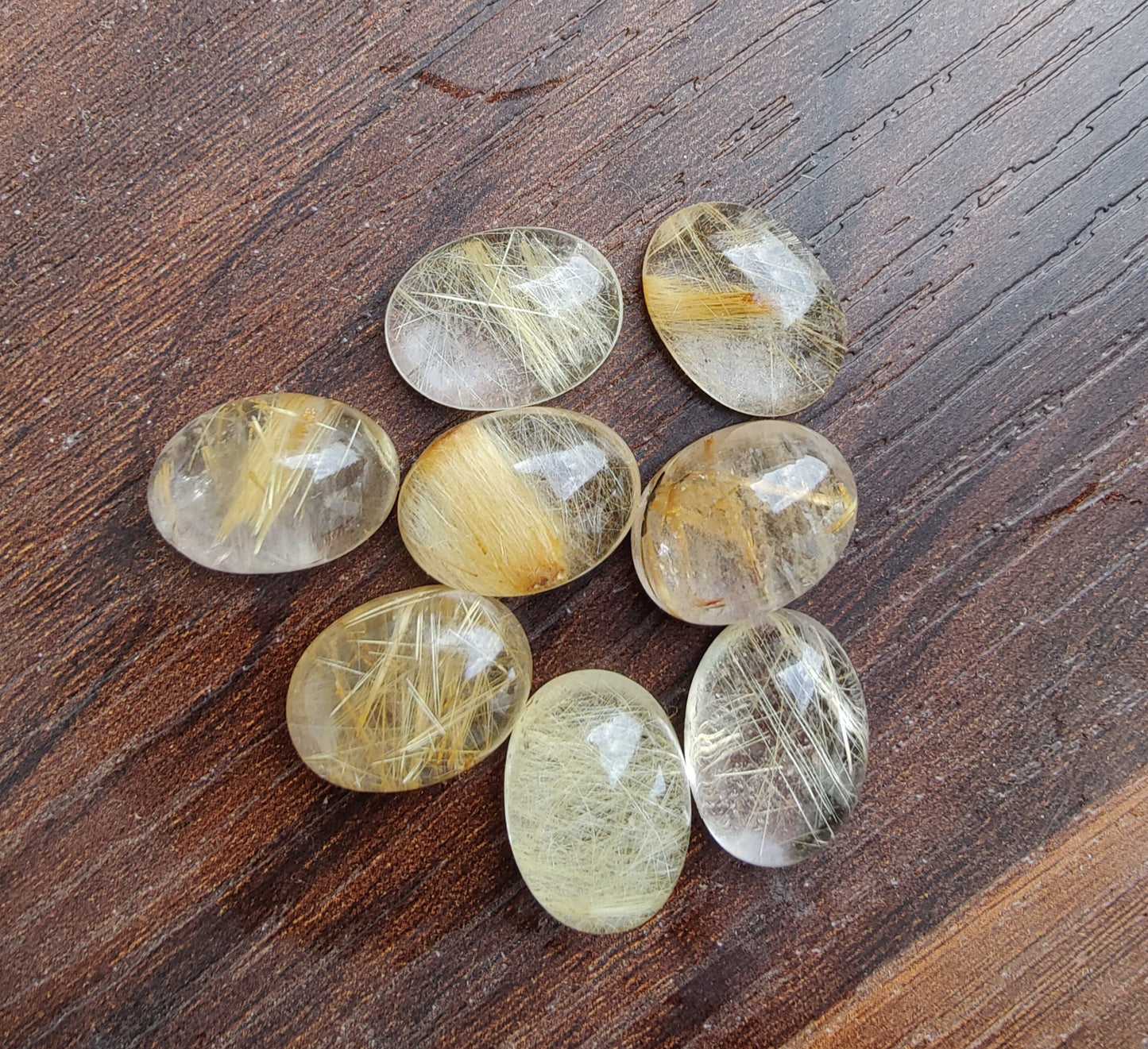NATURAL GOLDEN RUTILE OVAL SHAPE CABOCHON FLAT BACK AAA+ QUALITY CALIBRATED GEMSTONES, ALL SIZES AVAILABLE