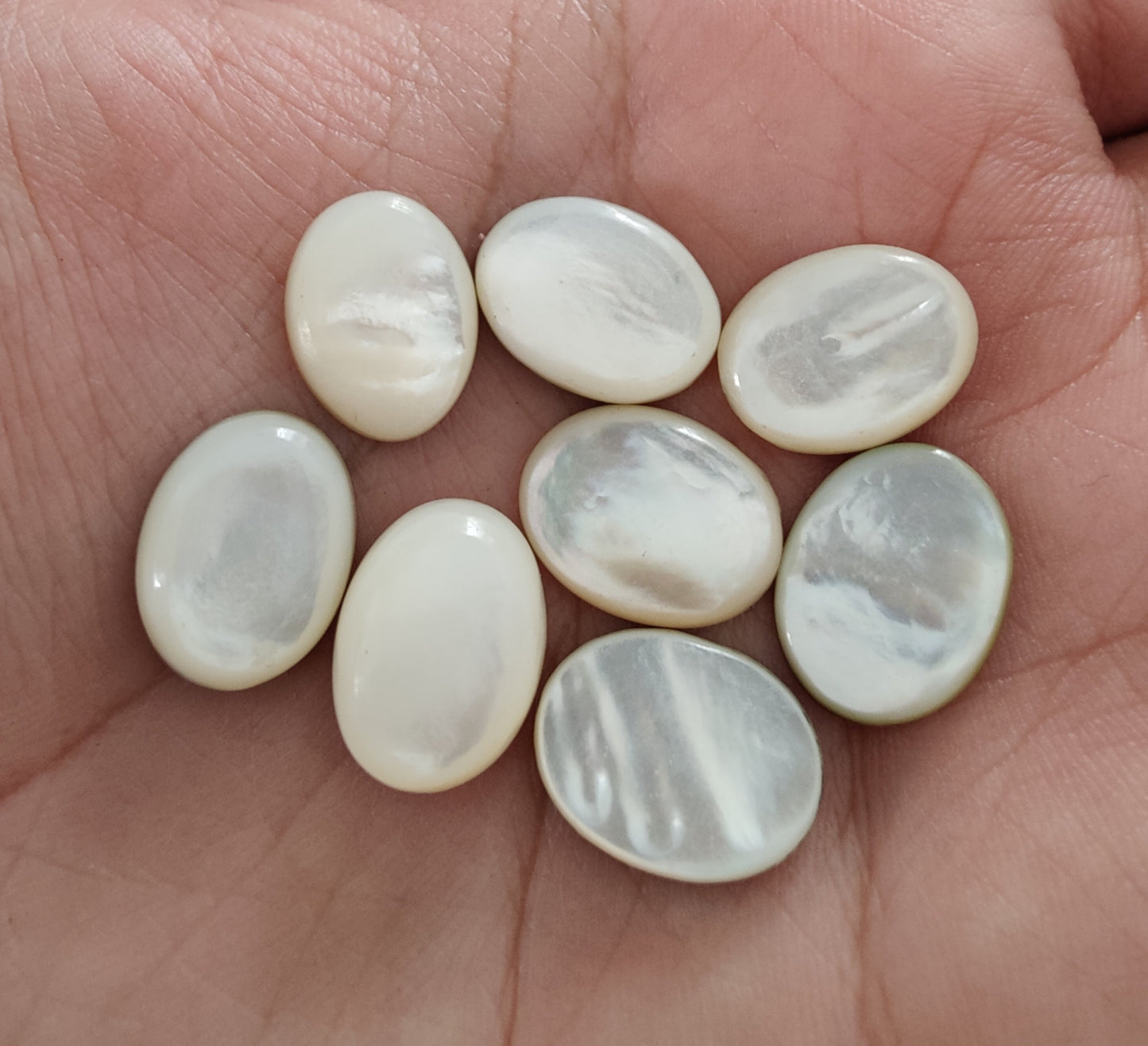 AAA+ QUALITY MOTHER OF PEARL OVAL SHAPE CABOCHON FLAT BACK CALIBRATED GEMSTONES, ALL SIZES AVAILABLE