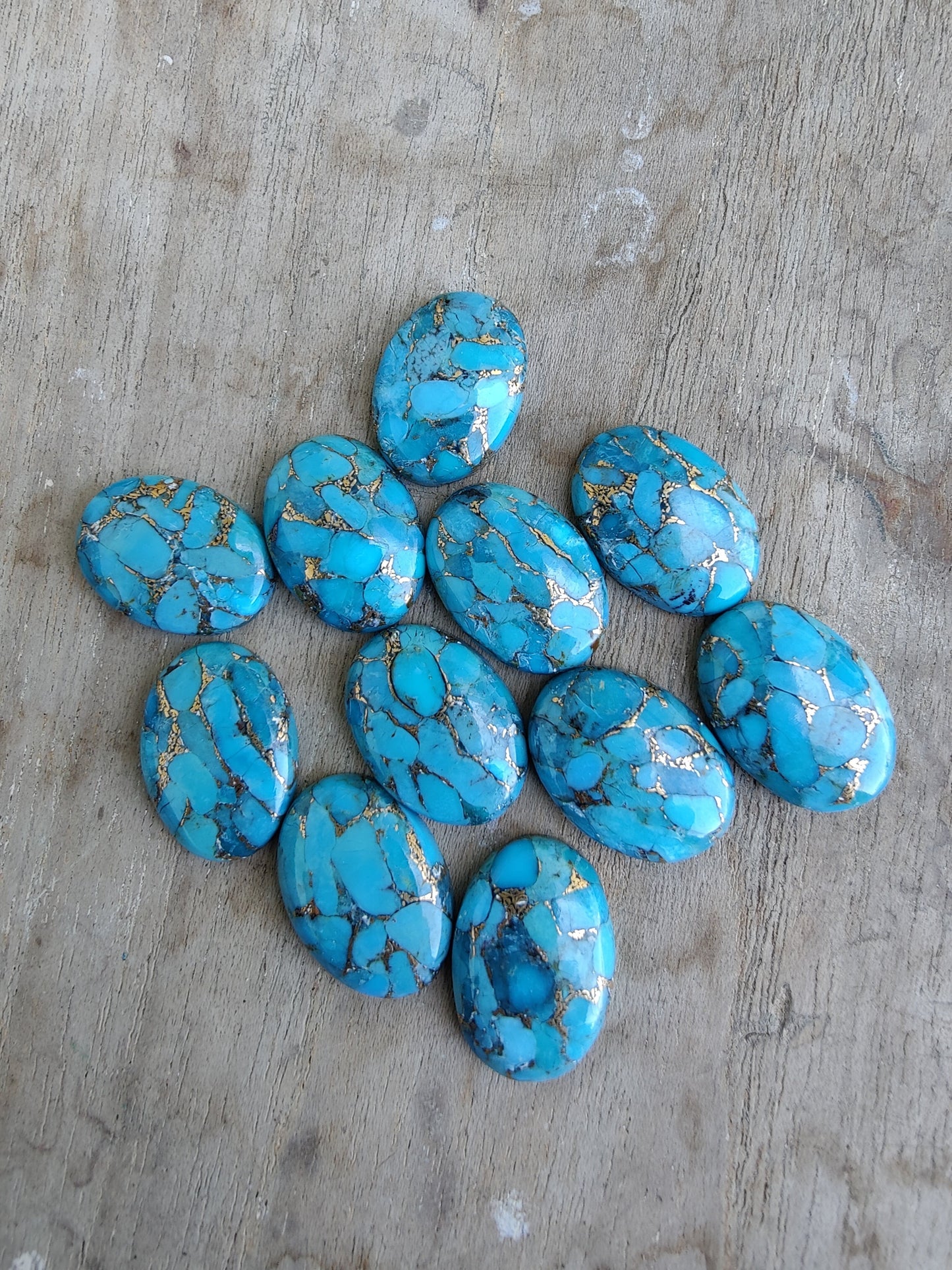 AAA+ QUALITY NATURAL BLUE COPPER TURQUOISE OVAL SHAPE CABOCHON FLAT BACK CALIBRATED GEMSTONES, ALL SIZES AVAILABLE