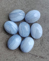 NATURAL BLUE LACE AGATE OVAL SHAPE CABOCHON FLAT BACK CALIBRATED WHOLESALE GEMSTONES, ALL SIZES AVAILABLE