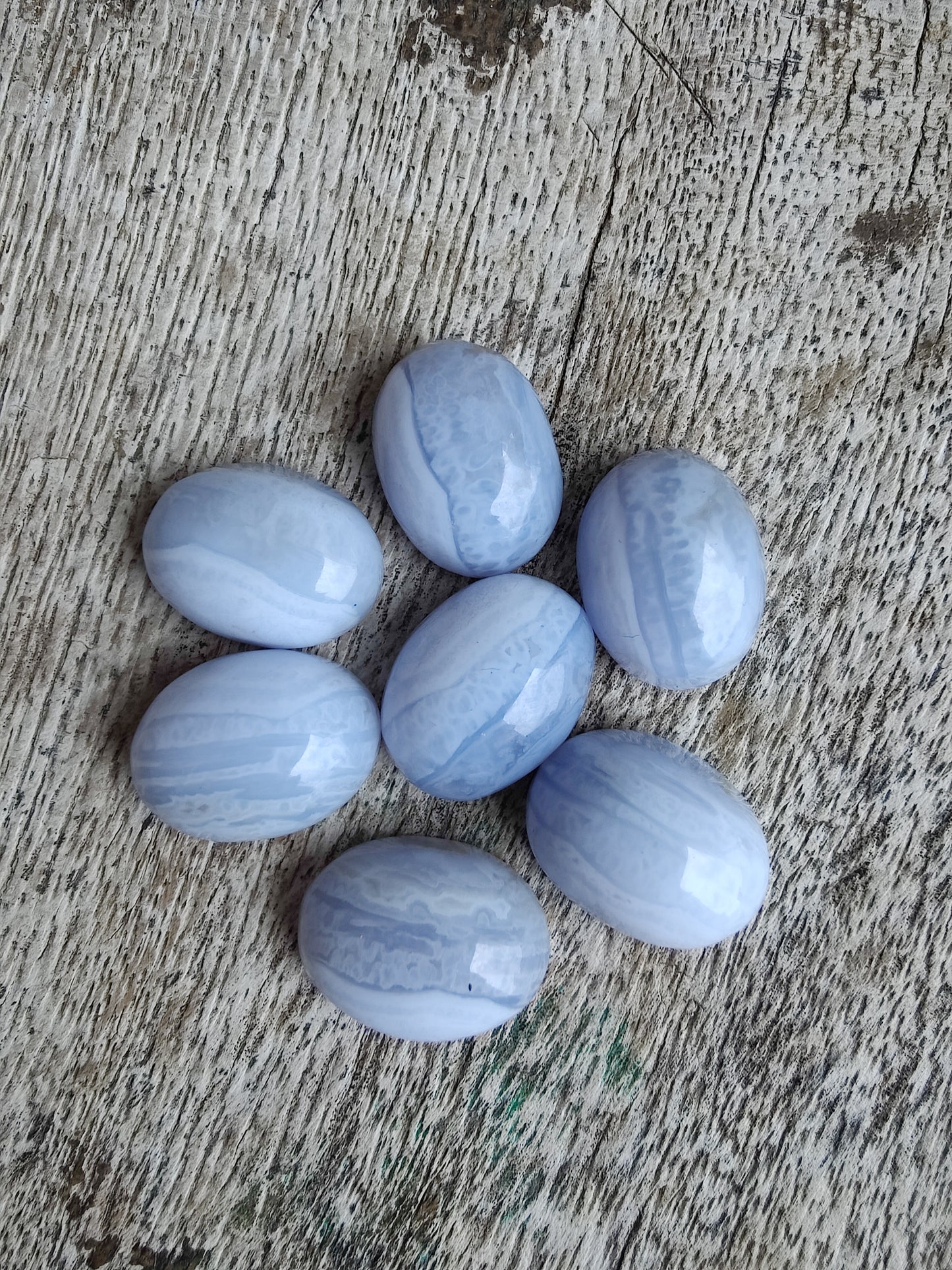 NATURAL BLUE LACE AGATE OVAL SHAPE CABOCHON FLAT BACK CALIBRATED WHOLESALE GEMSTONES, ALL SIZES AVAILABLE