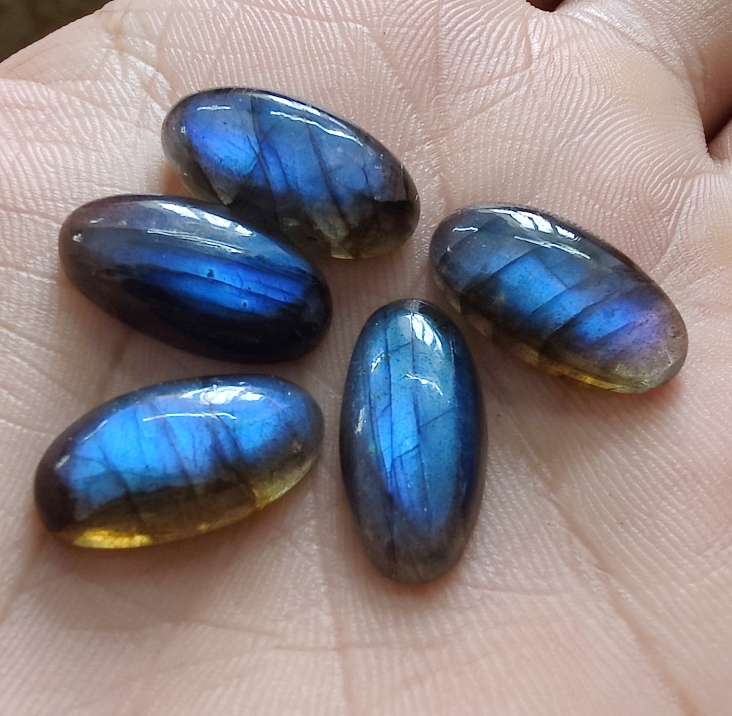 AAA+ QUALITY NATURAL LABRADORITE BIG OVAL SHAPE CABOCHON FLAT BACK CALIBRATED BEDA SHAPE GEMSTONES, ALL SIZES AVAILABLE