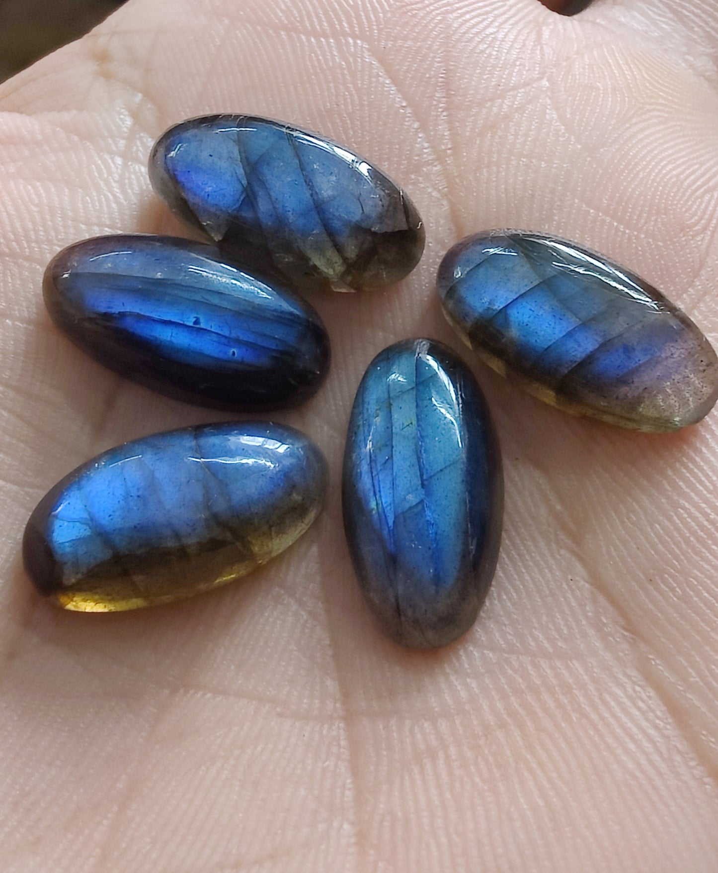 AAA+ QUALITY NATURAL LABRADORITE BIG OVAL SHAPE CABOCHON FLAT BACK CALIBRATED BEDA SHAPE GEMSTONES, ALL SIZES AVAILABLE