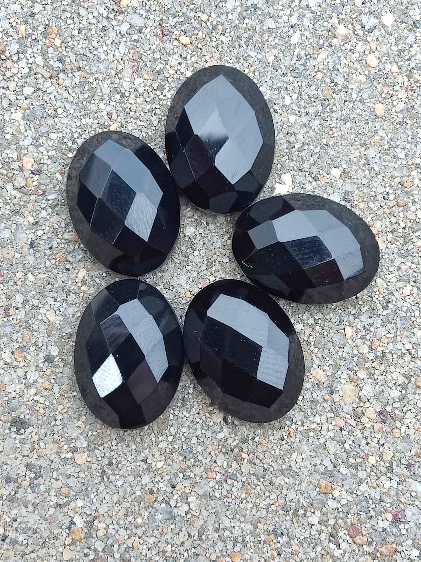 Natural Black Onyx Oval Shape Checker Cut Flat Back AAA+ Quality Wholesale Calibrated Gemstones, All Sizes Available