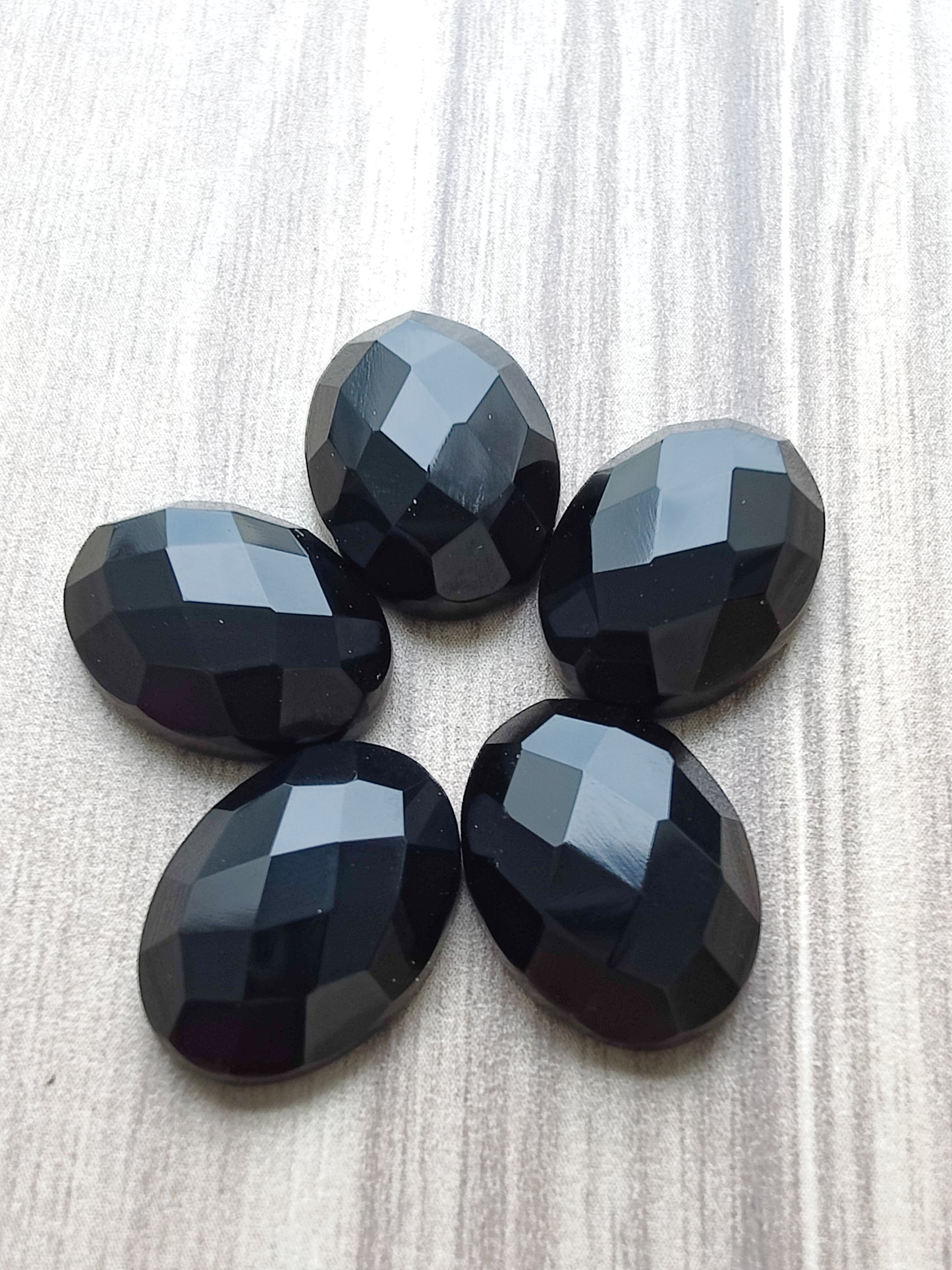 Natural Black Onyx Oval Shape Checker Cut Flat Back AAA+ Quality Wholesale Calibrated Gemstones, All Sizes Available