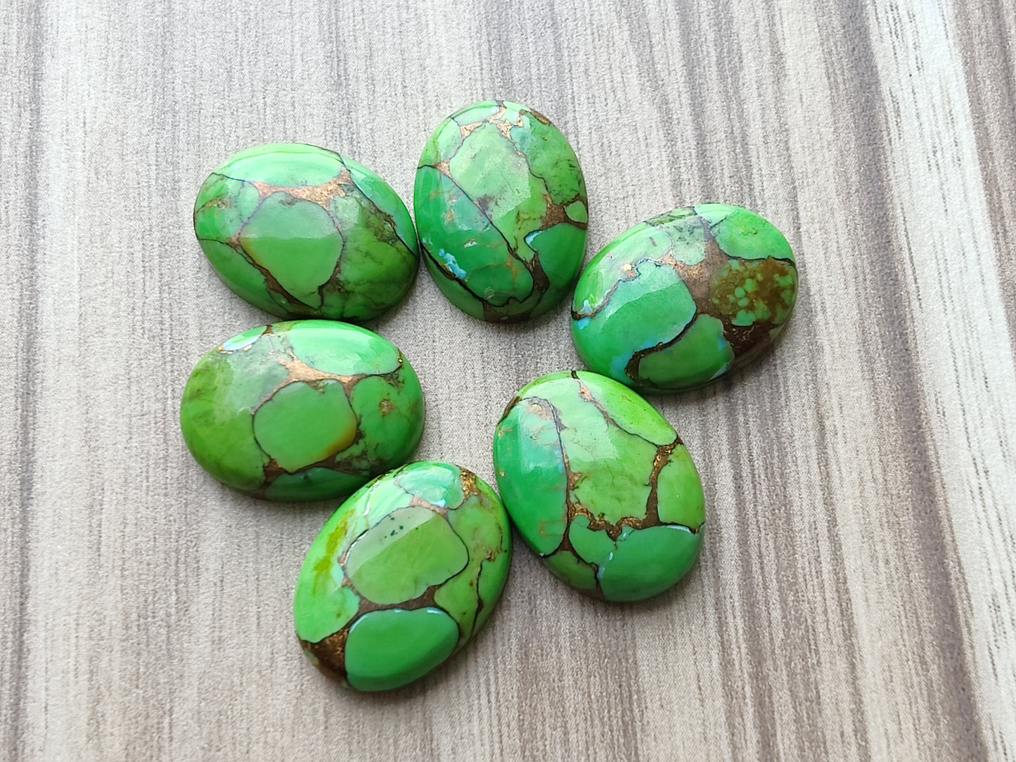 AAA+ QUALITY NATURAL GREEN COPPER TURQUOISE OVAL SHAPE FLAT BACK CABOCHON CALIBRATED GEMSTONES, ALL SIZES AVAILABLE