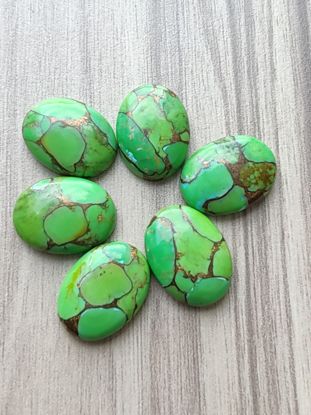 AAA+ QUALITY NATURAL GREEN COPPER TURQUOISE OVAL SHAPE FLAT BACK CABOCHON CALIBRATED GEMSTONES, ALL SIZES AVAILABLE
