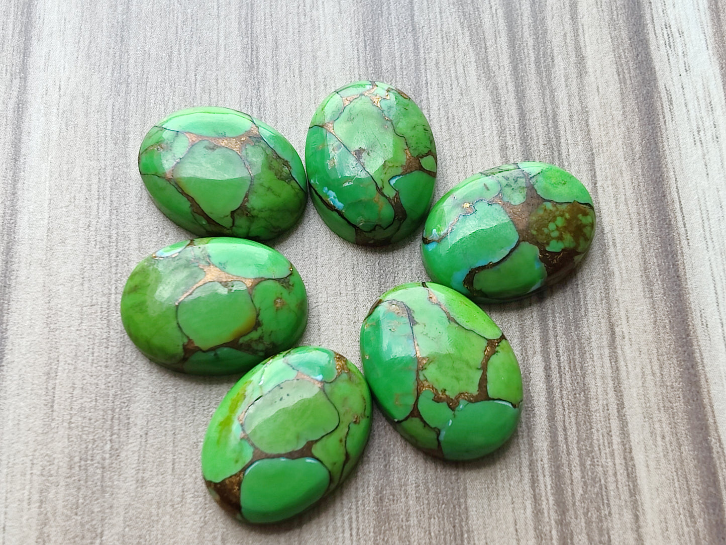 AAA+ QUALITY NATURAL GREEN COPPER TURQUOISE OVAL SHAPE FLAT BACK CABOCHON CALIBRATED GEMSTONES, ALL SIZES AVAILABLE