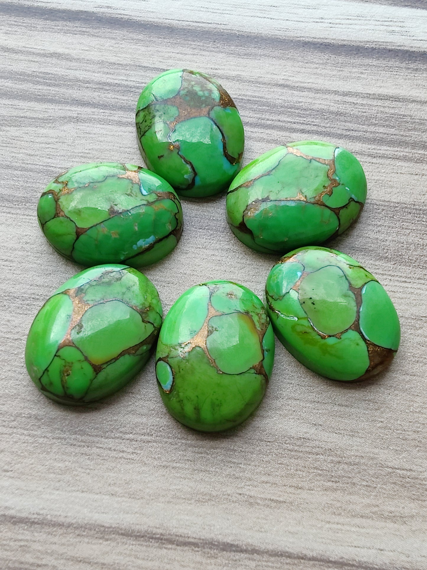 AAA+ QUALITY NATURAL GREEN COPPER TURQUOISE OVAL SHAPE FLAT BACK CABOCHON CALIBRATED GEMSTONES, ALL SIZES AVAILABLE