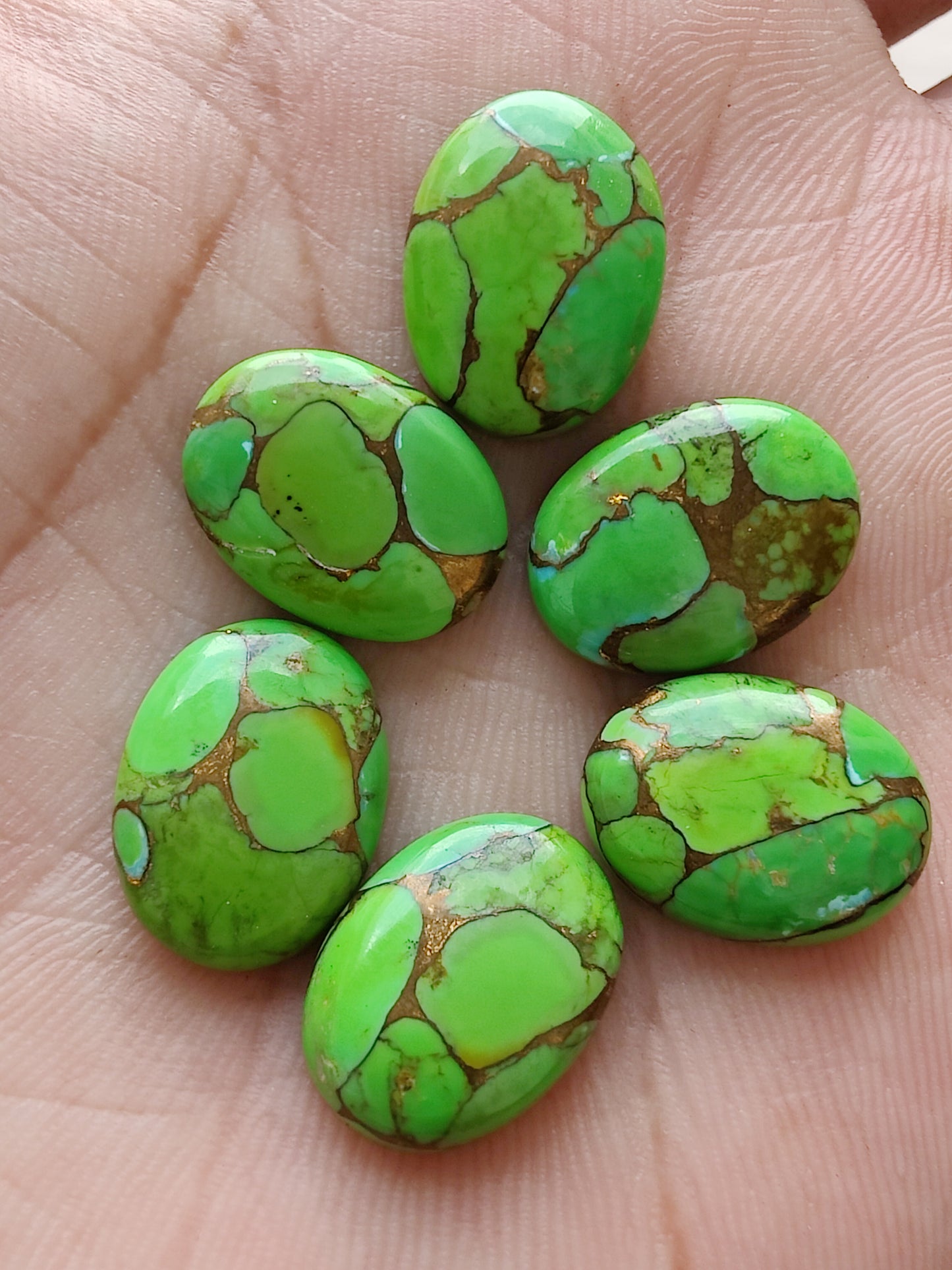 AAA+ QUALITY NATURAL GREEN COPPER TURQUOISE OVAL SHAPE FLAT BACK CABOCHON CALIBRATED GEMSTONES, ALL SIZES AVAILABLE