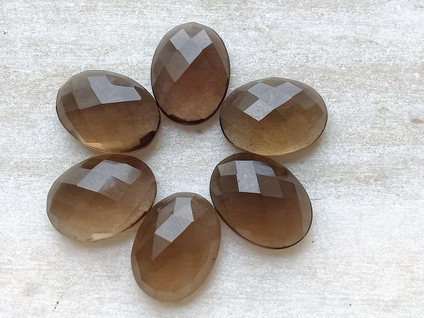 NATURAL SMOKY QUARTZ CHECKER CUT FLAT BACK CALIBRATED AAA+ QUALITY GEMSTONES, ALL SIZES AVAILABLE