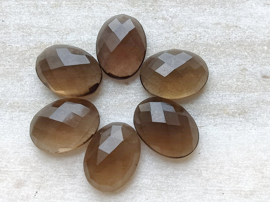 NATURAL SMOKY QUARTZ CHECKER CUT FLAT BACK CALIBRATED AAA+ QUALITY GEMSTONES, ALL SIZES AVAILABLE