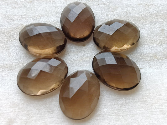NATURAL SMOKY QUARTZ CHECKER CUT FLAT BACK CALIBRATED AAA+ QUALITY GEMSTONES, ALL SIZES AVAILABLE