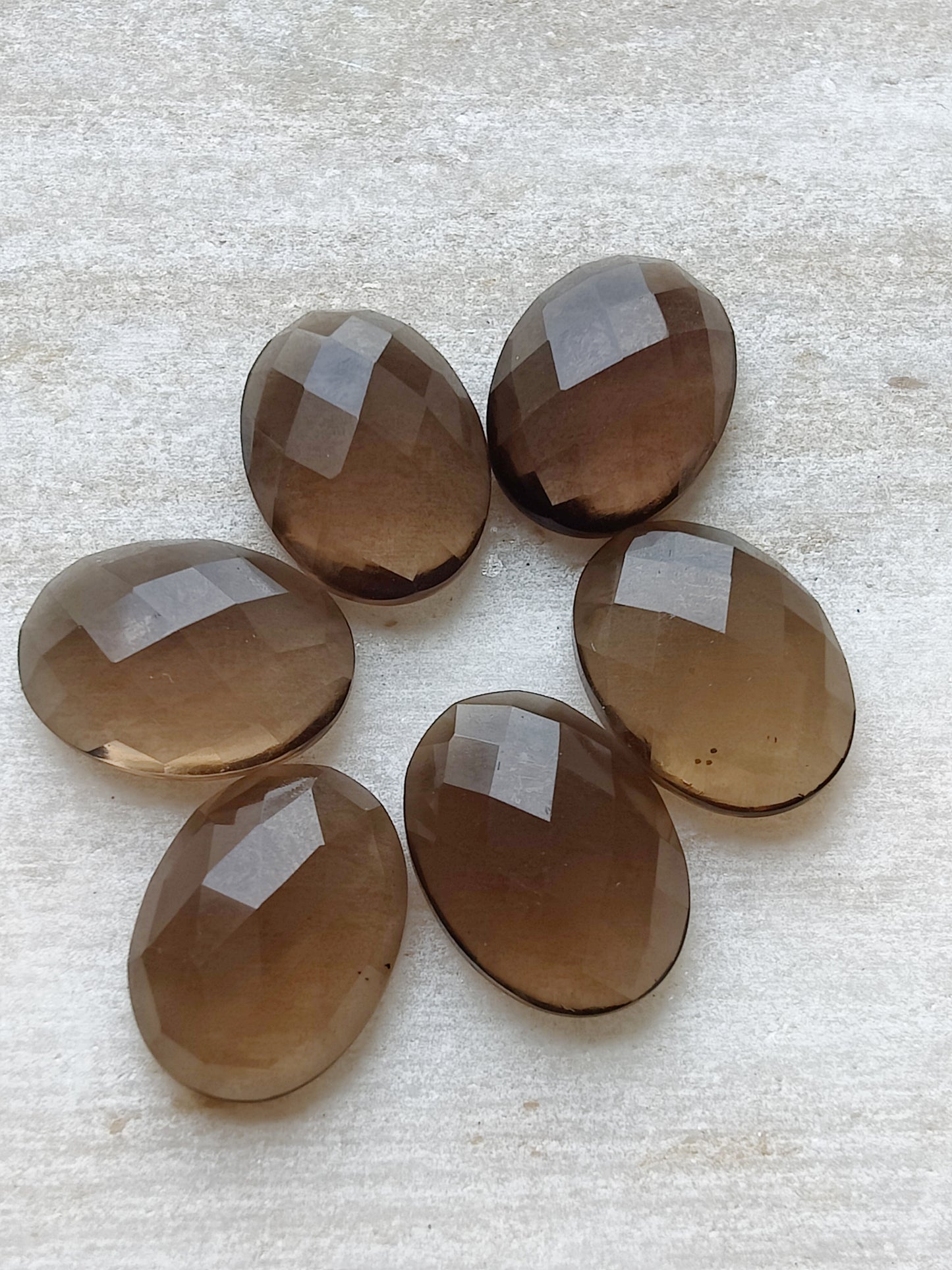 NATURAL SMOKY QUARTZ CHECKER CUT FLAT BACK CALIBRATED AAA+ QUALITY GEMSTONES, ALL SIZES AVAILABLE