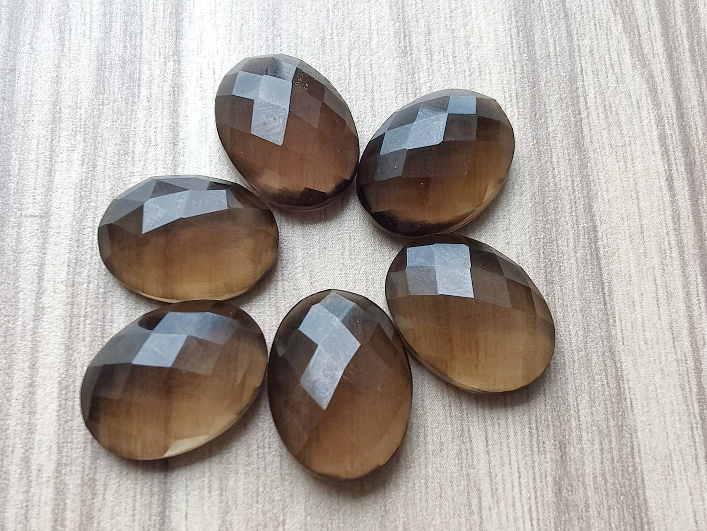NATURAL SMOKY QUARTZ CHECKER CUT FLAT BACK CALIBRATED AAA+ QUALITY GEMSTONES, ALL SIZES AVAILABLE
