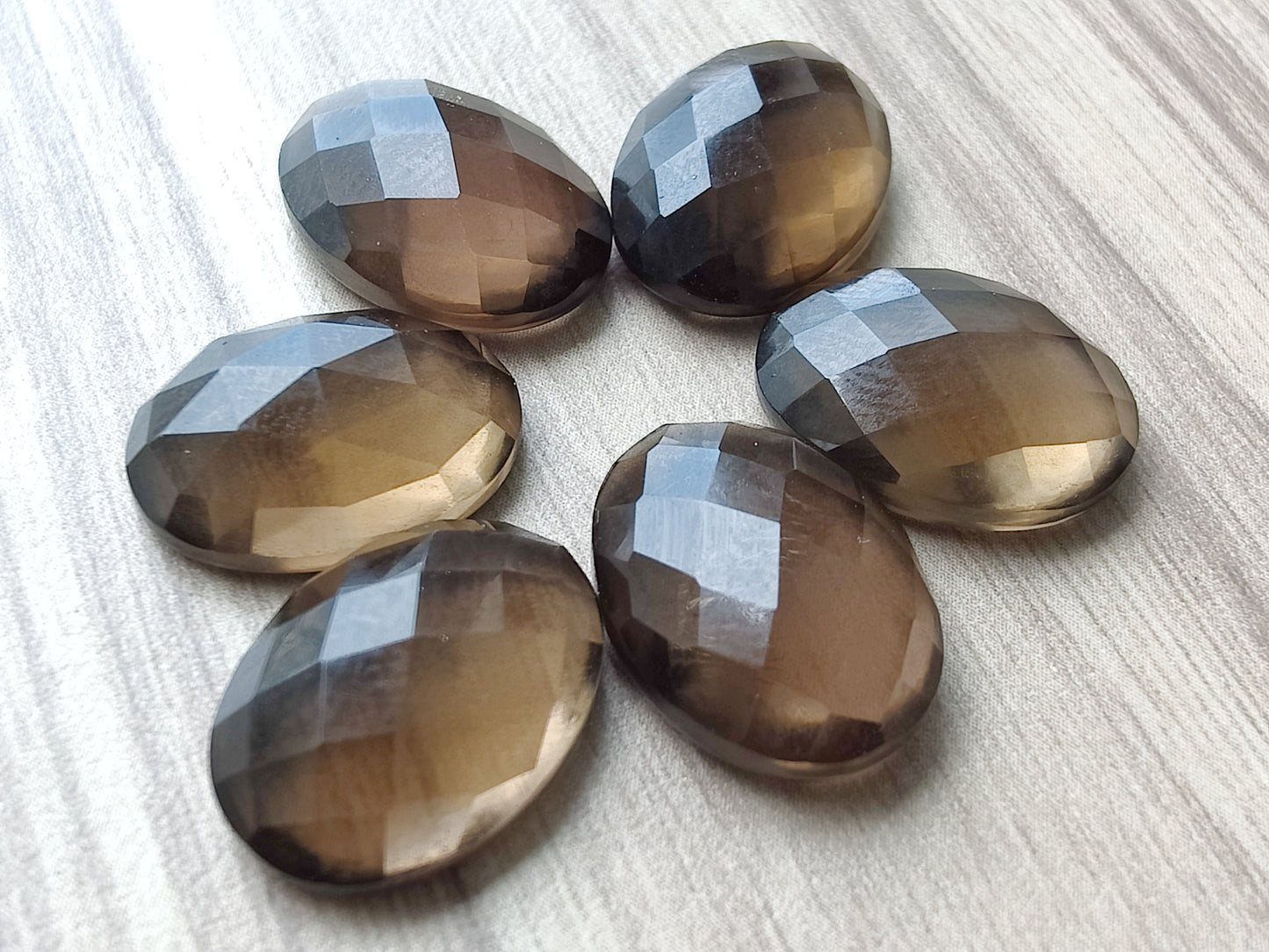 NATURAL SMOKY QUARTZ CHECKER CUT FLAT BACK CALIBRATED AAA+ QUALITY GEMSTONES, ALL SIZES AVAILABLE