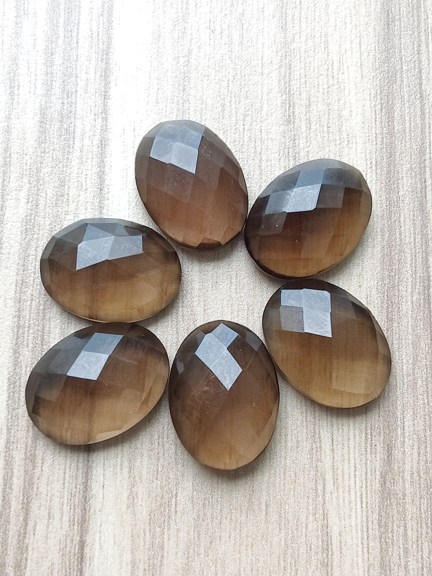 NATURAL SMOKY QUARTZ CHECKER CUT FLAT BACK CALIBRATED AAA+ QUALITY GEMSTONES, ALL SIZES AVAILABLE