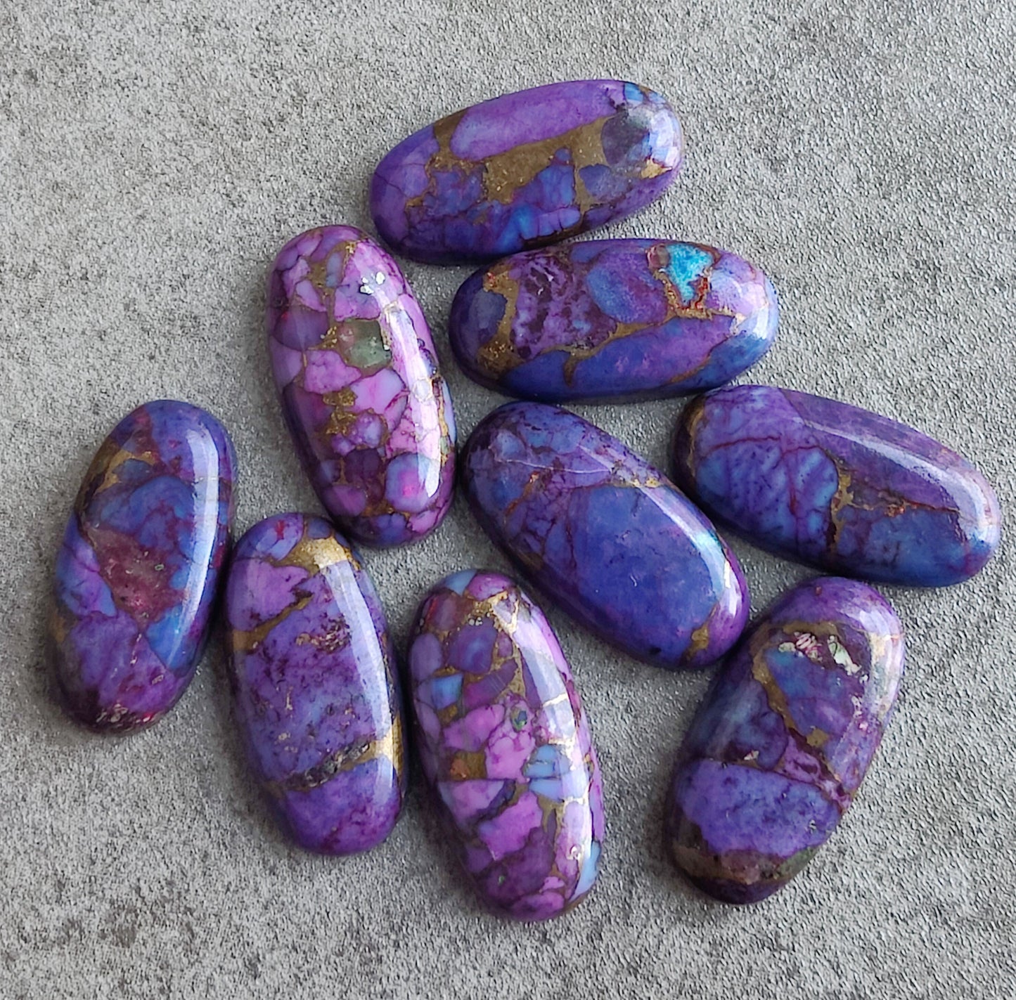 NATURAL PURPLE COPPER TURQUOISE CABOCHON FLAT BACK BIG OVAL SHAPE CALIBRATED GEMSTONES, ALL SIZES AVAILABLE