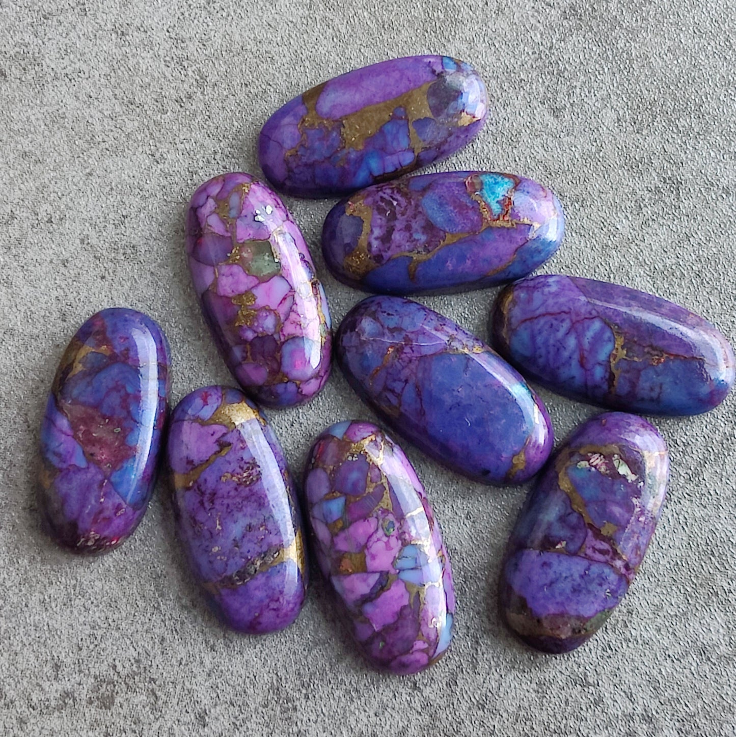 NATURAL PURPLE COPPER TURQUOISE CABOCHON FLAT BACK BIG OVAL SHAPE CALIBRATED GEMSTONES, ALL SIZES AVAILABLE