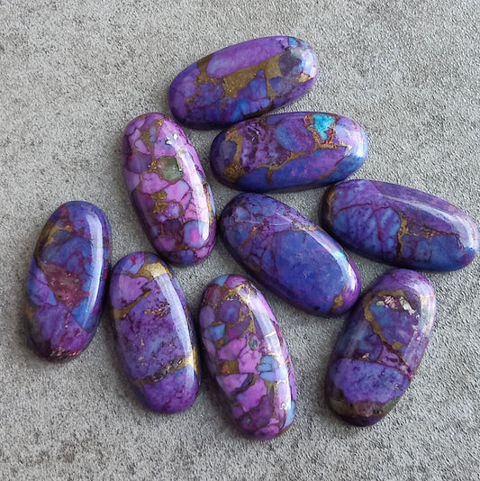 NATURAL PURPLE COPPER TURQUOISE CABOCHON FLAT BACK BIG OVAL SHAPE CALIBRATED GEMSTONES, ALL SIZES AVAILABLE