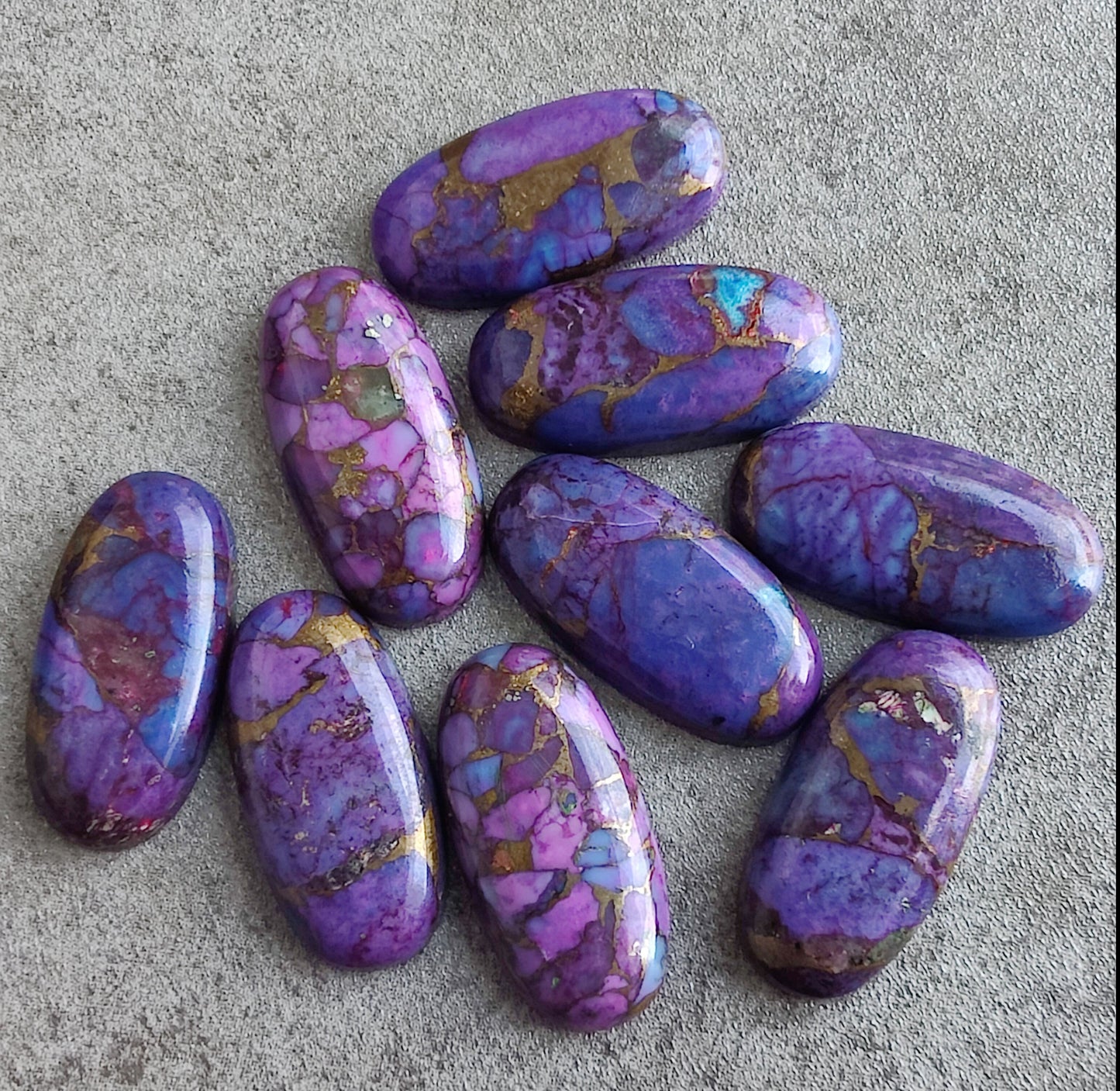 NATURAL PURPLE COPPER TURQUOISE CABOCHON FLAT BACK BIG OVAL SHAPE CALIBRATED GEMSTONES, ALL SIZES AVAILABLE