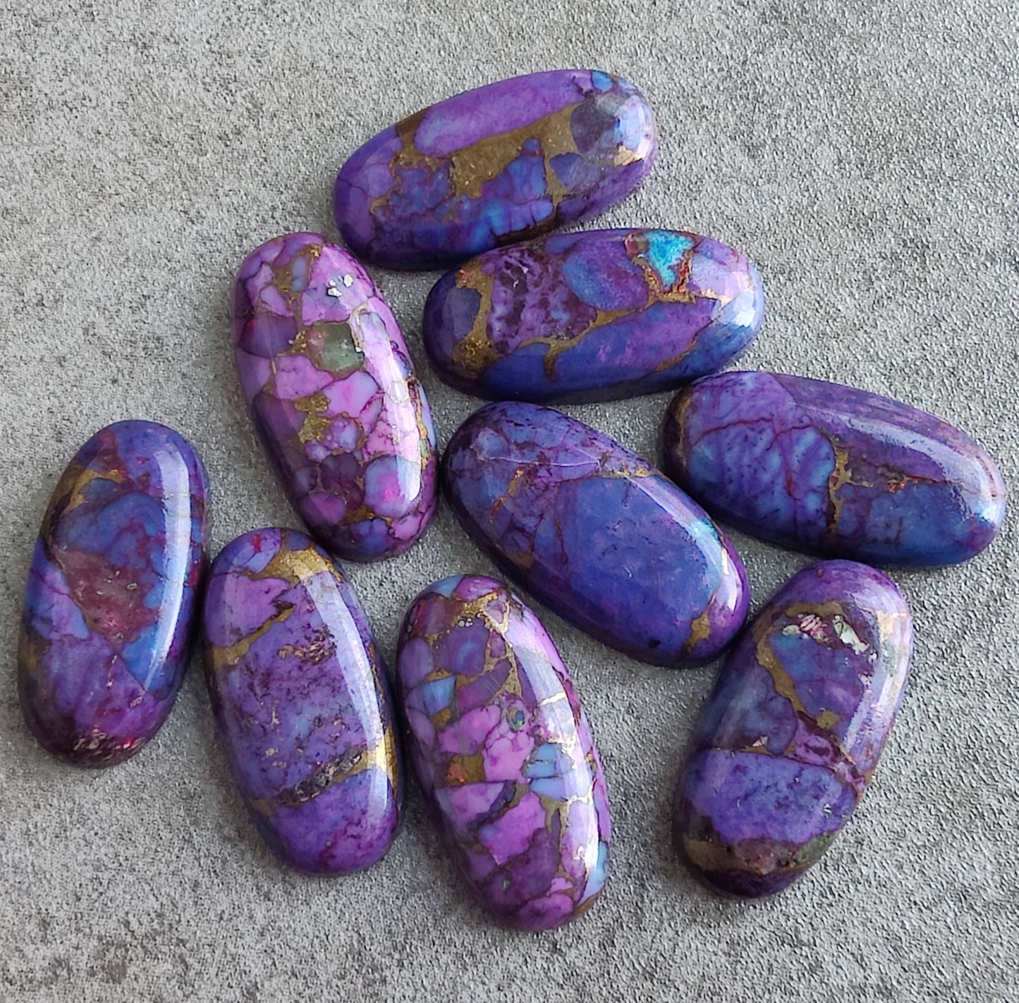 NATURAL PURPLE COPPER TURQUOISE CABOCHON FLAT BACK BIG OVAL SHAPE CALIBRATED GEMSTONES, ALL SIZES AVAILABLE