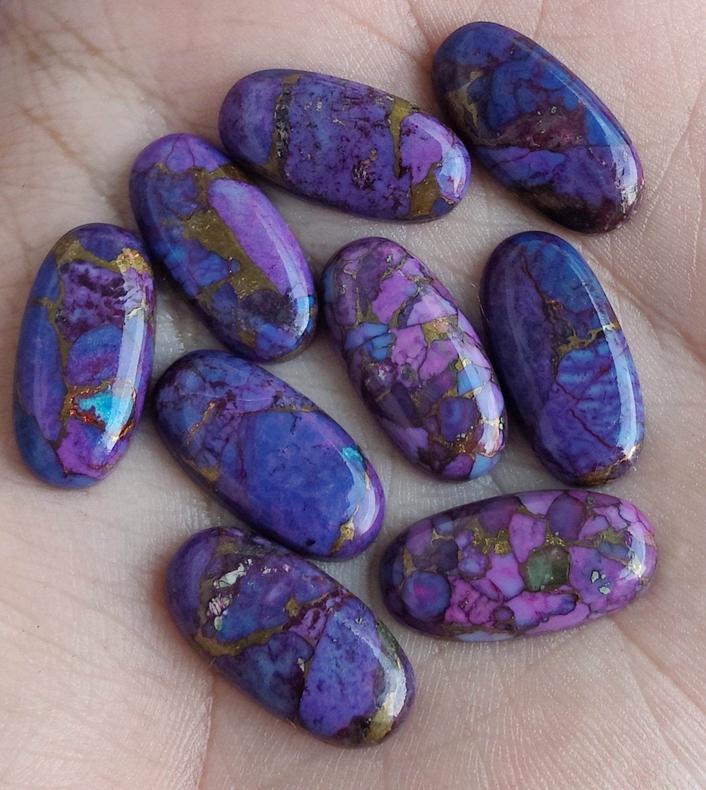 NATURAL PURPLE COPPER TURQUOISE CABOCHON FLAT BACK BIG OVAL SHAPE CALIBRATED GEMSTONES, ALL SIZES AVAILABLE