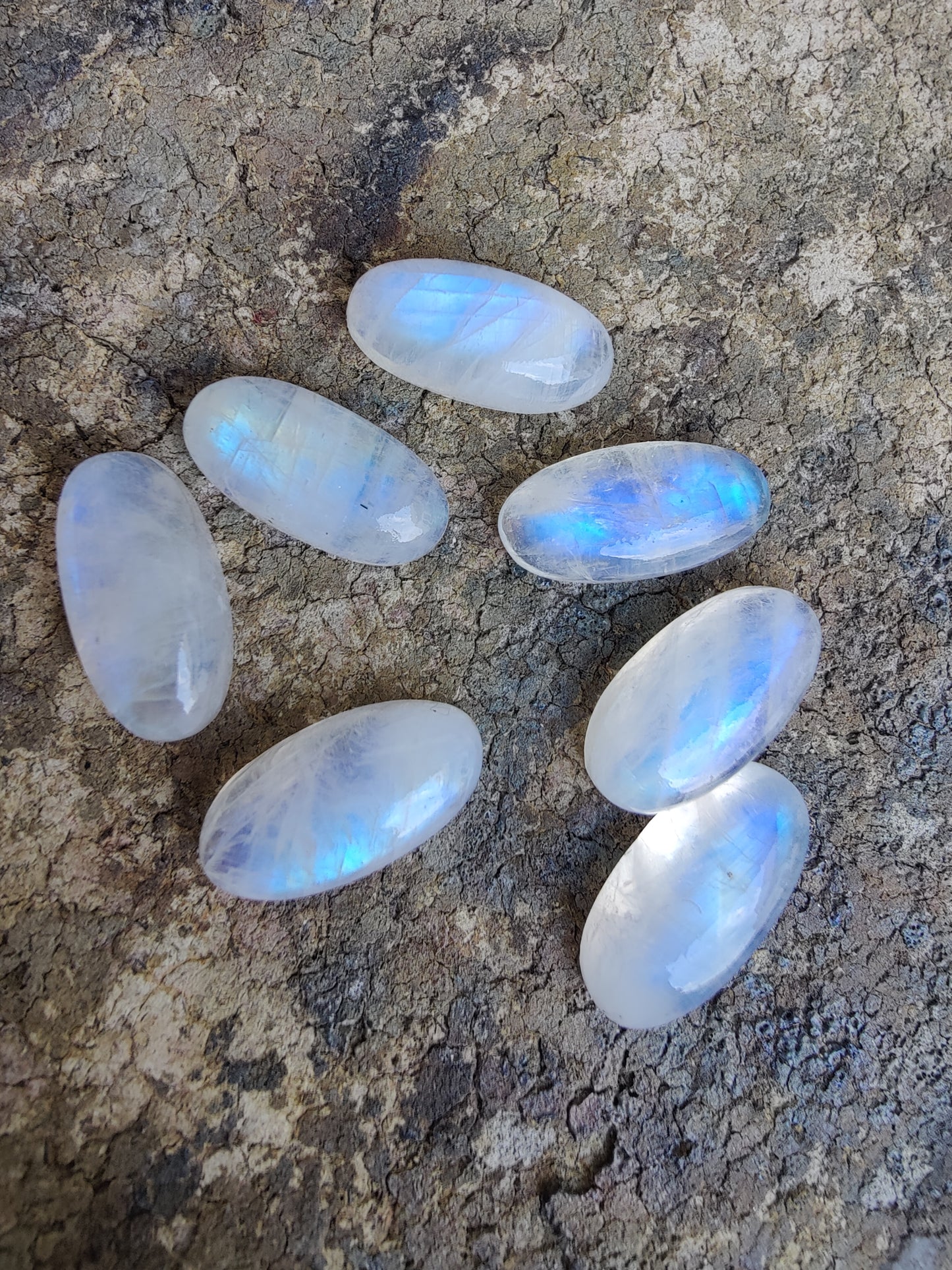 NATURAL RAINBOW MOONSTONE BIG OVAL SHAPE CABOCHON FLAT BACK CALIBRATED TOP QUALITY GEMSTONES, ALL SIZES AVAILABLE
