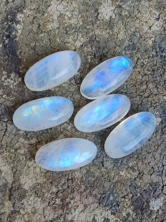 NATURAL RAINBOW MOONSTONE BIG OVAL SHAPE CABOCHON FLAT BACK CALIBRATED TOP QUALITY GEMSTONES, ALL SIZES AVAILABLE