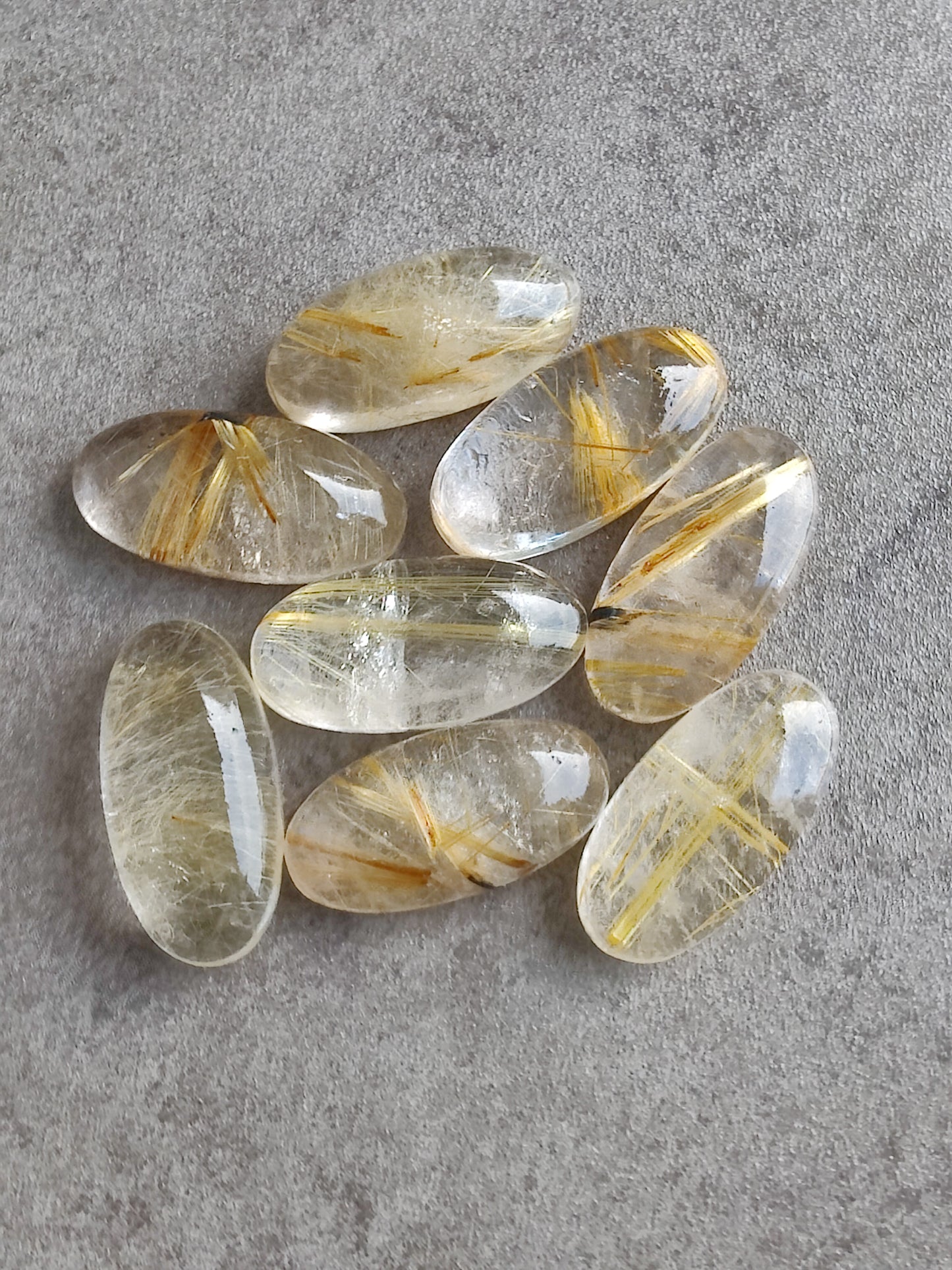 AAA+ QUALITY NATURAL GOLDEN RUTILE BIG OVAL SHAPE CABOCHON FLAT BACK CALIBRATED BEDA SHAPE GEMSTONES, ALL SIZES AVAILABLE