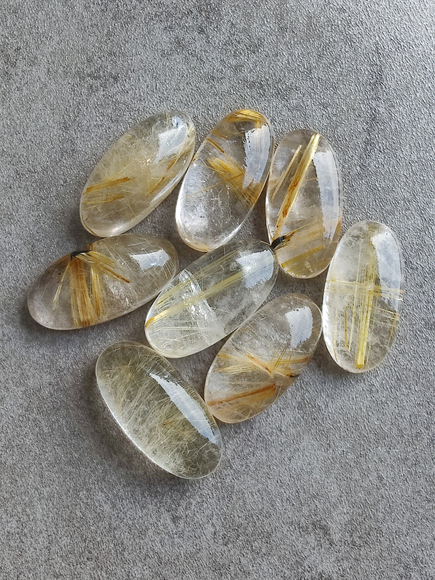 AAA+ QUALITY NATURAL GOLDEN RUTILE BIG OVAL SHAPE CABOCHON FLAT BACK CALIBRATED BEDA SHAPE GEMSTONES, ALL SIZES AVAILABLE