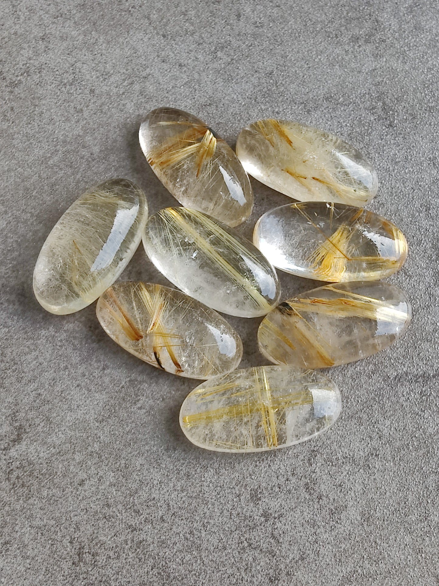 AAA+ QUALITY NATURAL GOLDEN RUTILE BIG OVAL SHAPE CABOCHON FLAT BACK CALIBRATED BEDA SHAPE GEMSTONES, ALL SIZES AVAILABLE