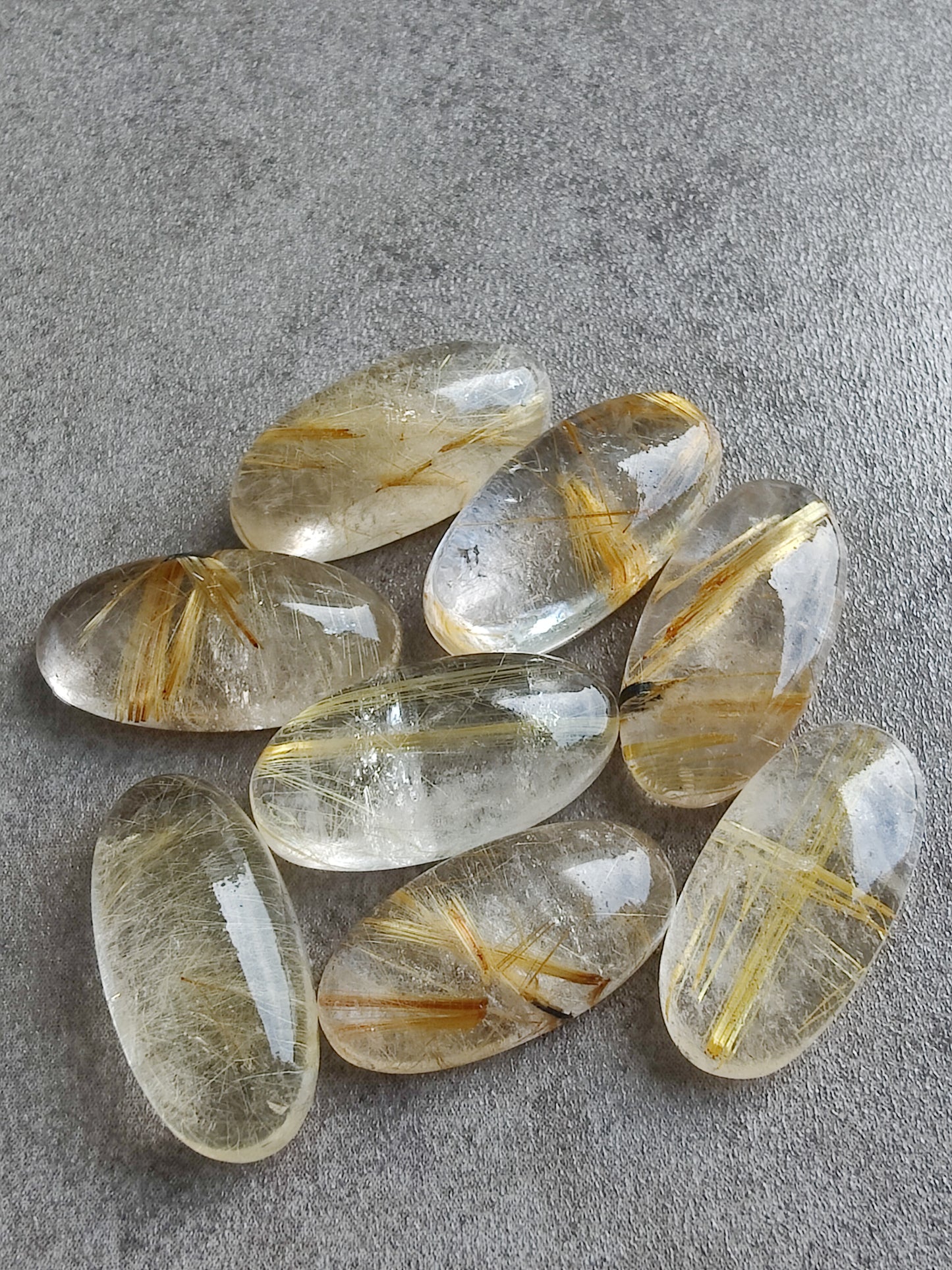 AAA+ QUALITY NATURAL GOLDEN RUTILE BIG OVAL SHAPE CABOCHON FLAT BACK CALIBRATED BEDA SHAPE GEMSTONES, ALL SIZES AVAILABLE
