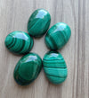 NATURAL MALACHITE OVAL SHAPE AAA+QUALITY CABOCHON FLAT BACK CALIBRATED GEMSTONES, ALL SIZES AVAILABLE
