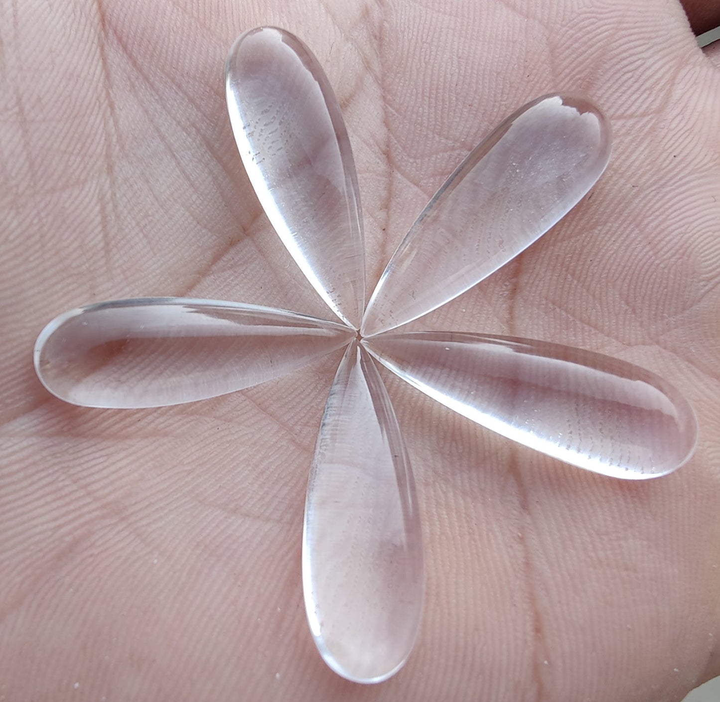 NATURAL CRYSTAL QUARTZ TEARDROP CABOCHON FLAT BACK BIG PEAR SHAPE CALIBRATED GEMSTONES, ALL SIZES AVAILABLE