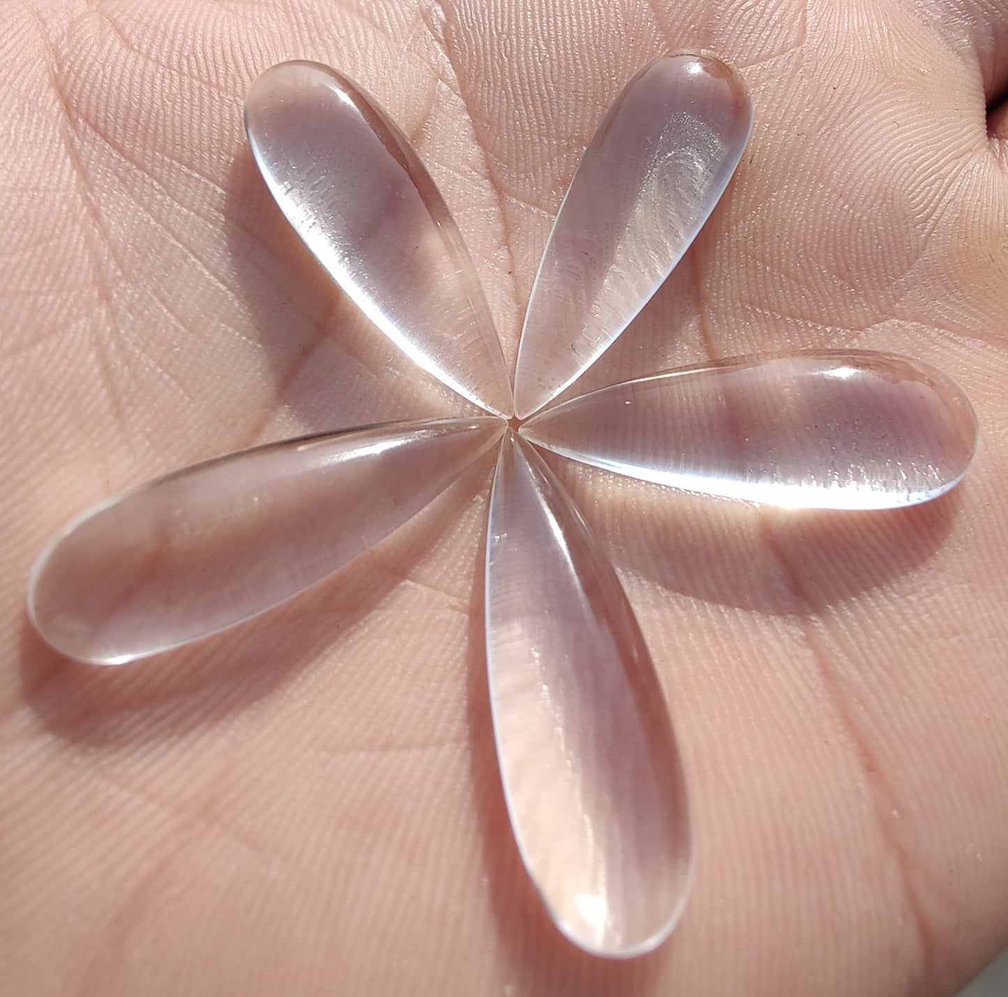 NATURAL CRYSTAL QUARTZ TEARDROP CABOCHON FLAT BACK BIG PEAR SHAPE CALIBRATED GEMSTONES, ALL SIZES AVAILABLE