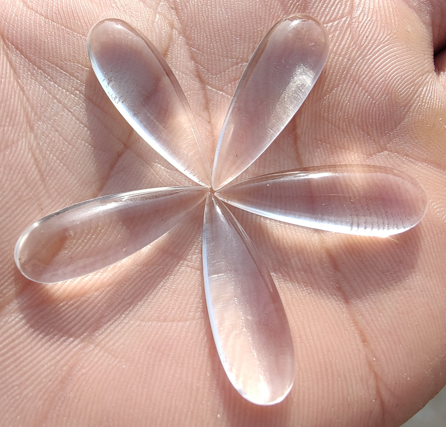 NATURAL CRYSTAL QUARTZ TEARDROP CABOCHON FLAT BACK BIG PEAR SHAPE CALIBRATED GEMSTONES, ALL SIZES AVAILABLE