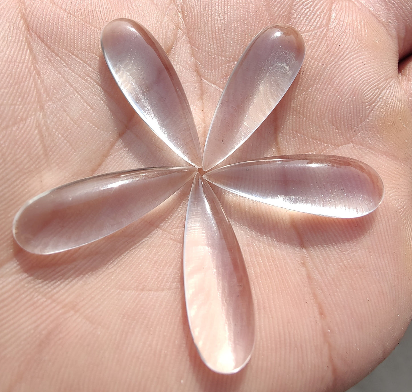 NATURAL CRYSTAL QUARTZ TEARDROP CABOCHON FLAT BACK BIG PEAR SHAPE CALIBRATED GEMSTONES, ALL SIZES AVAILABLE