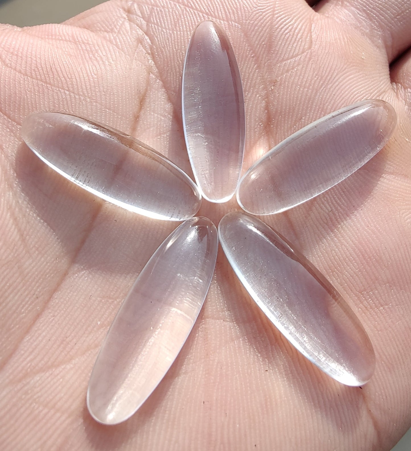 NATURAL CRYSTAL QUARTZ OVAL SHAPE CABOCHON FLAT BACK BIG OVAL SHAPE CALIBRATED GEMSTONES, ALL SIZES AVAILABLE
