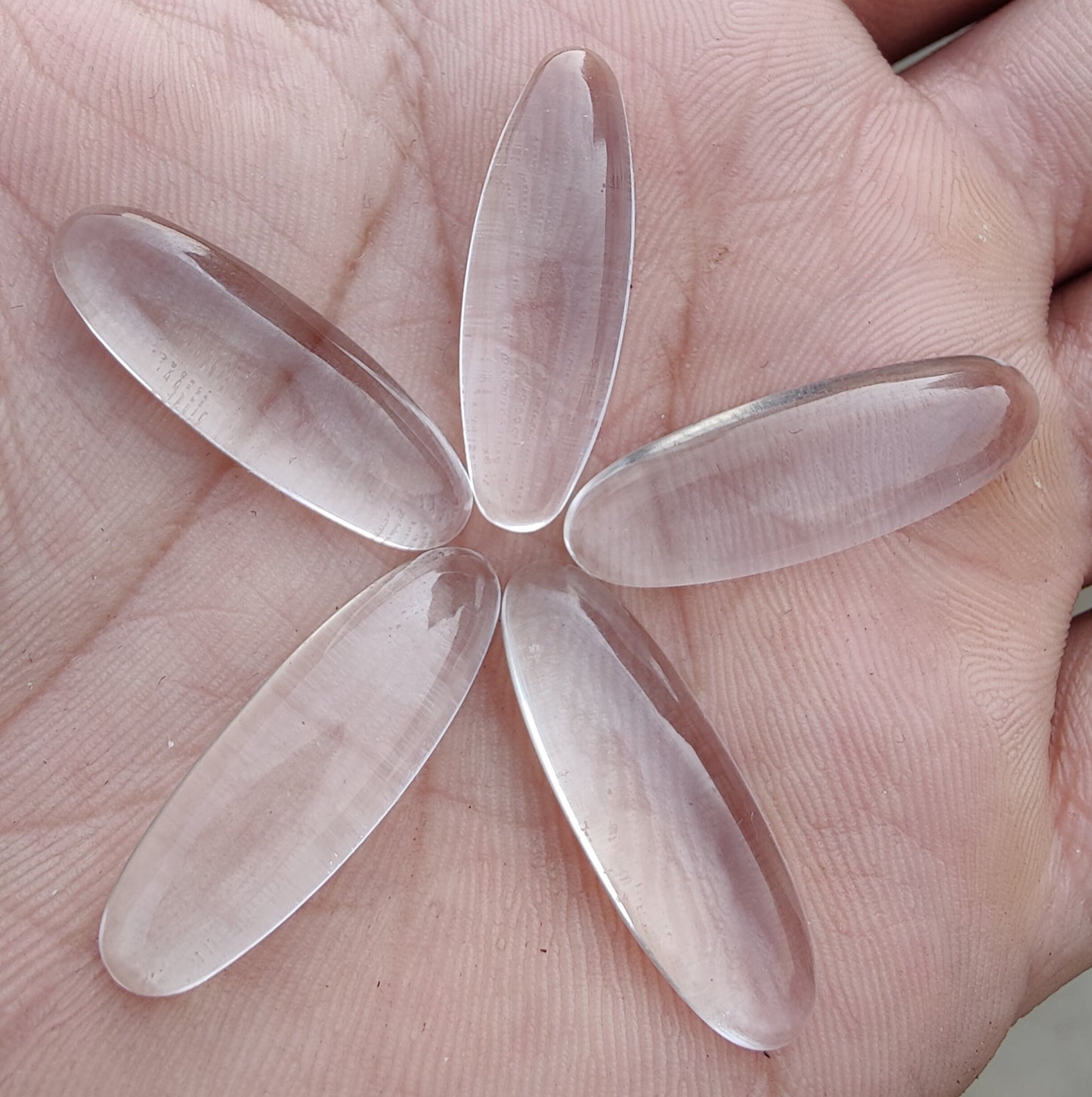 NATURAL CRYSTAL QUARTZ OVAL SHAPE CABOCHON FLAT BACK BIG OVAL SHAPE CALIBRATED GEMSTONES, ALL SIZES AVAILABLE