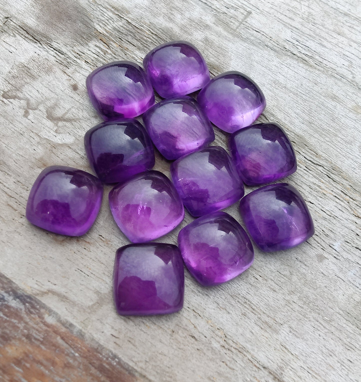 NATURAL AMETHYST CUSHION SHAPE AAA+ QUALITY CABOCHON FLAT BACK CALIBRATED GEMSTONES, ALL SIZES AVAILABLE
