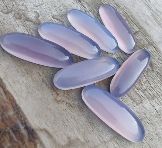 AAA+ QUALITY NATURAL LAVENDER CHALCEDONY BIG OVAL SHAPE CABOCHON FLAT BACK CALIBRATED BEDA SHAPE GEMSTONES, ALL SIZES AVAILABLE