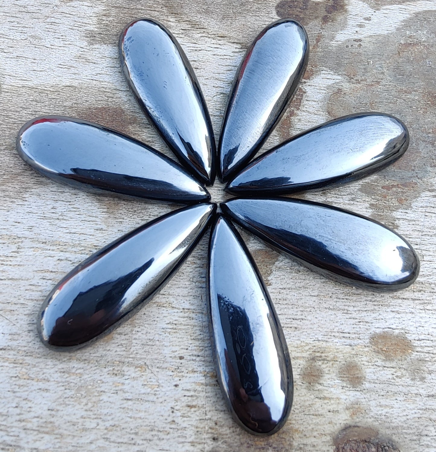 AAA+ QUALITY NATURAL HEMATITE TEARDROP SHAPE CABOCHON BIG PEAR FLAT BACK CALIBRATED BEDA SHAPE GEMSTONES, ALL SIZES AVAILABLE