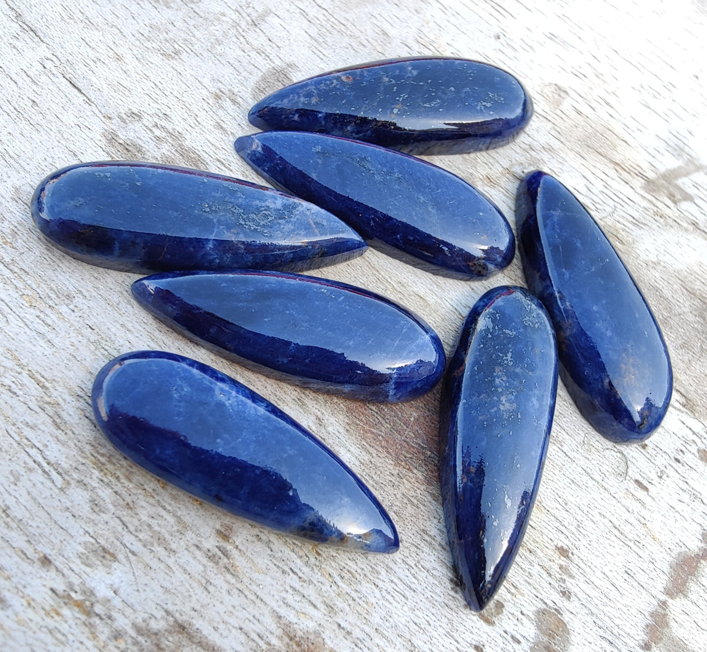 AAA+ QUALITY NATURAL SODALITE TEARDROP SHAPE CABOCHON BIG PEAR SHAPE FLAT BACK CALIBRATED BEDA SHAPE GEMSTONES, ALL SIZES AVAILABLE